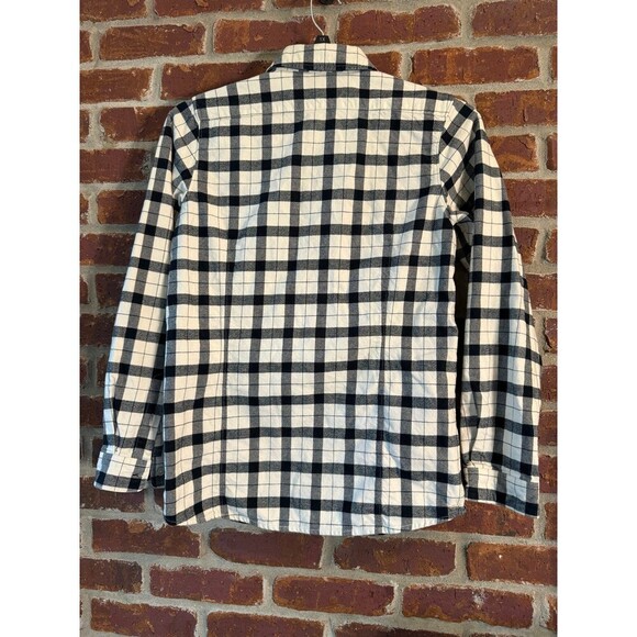 Filson‎ Alaskan Guide Heavy Flannel Shirt Top Cream & Black Plaid Women's small - Picture 5 of 8